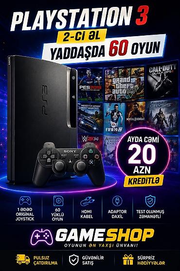 PlayStation 3 – 2-ci əl, yaddaşda 60 oyun Paket tərkibi və