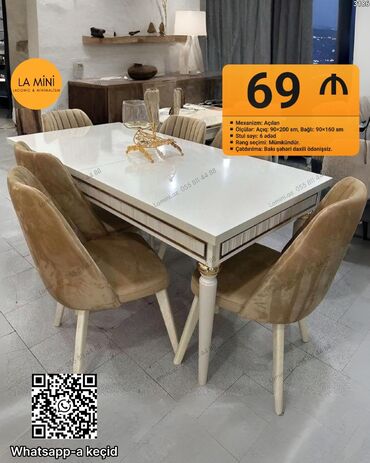 прозрачный стол: Qonaq otağı üçün, Açılan, 6 stul lalafo.az -da прозрачный стол: Qonaq otağı üçün, Açılan, 6 stul