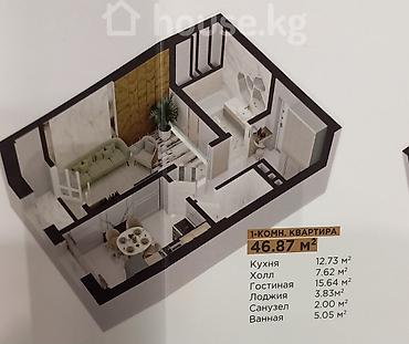 royal: 1 комната, 47 м², АЮ Гранд Элитка, 10 этаж, ПСО (под самоотделку) — 3