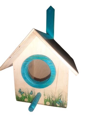 Yuvalar: Rəngli dekorativ quş evi Olçüsü 15*12*12 - Material: ağac - Dizayn — 13