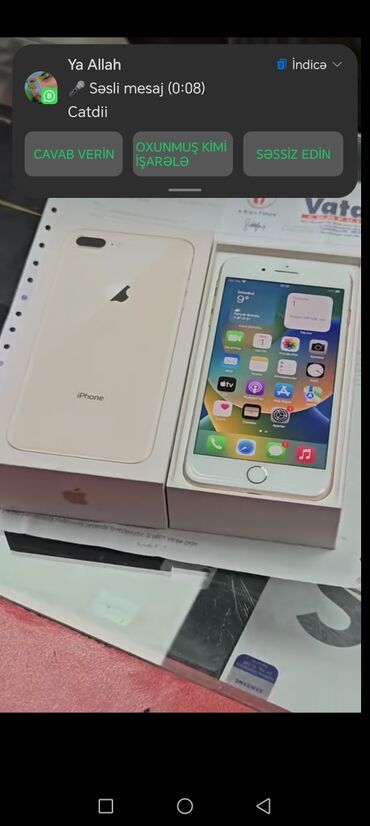 Apple iPhone: IPhone 8 Plus, 128 GB, White Titanium, Zəmanət, Barmaq izi, Face ID