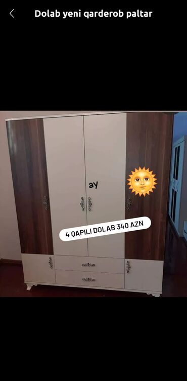 Masa və oturacaq dəstləri: Yeni, Açılan, 4 qapılı Düz dolab, Qarderob, paltar dolabı