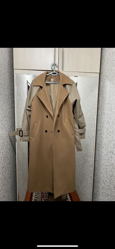дубленка пальто: Пальто, Классика, Осень-весна, Длинная модель, 3XL (EU 46)