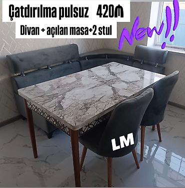 Divan və masa dəstləri: Mətbəx/Qonaq otağı dəsti - Tərkib: divan künc oturacağı + açılan masa — 1