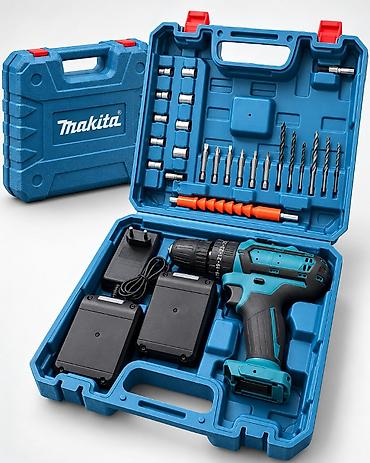 Крепежные инструменты: Аккумуляторный шуруповёрт Makita с набором инструментов в кейсе! ⚡ — 1
