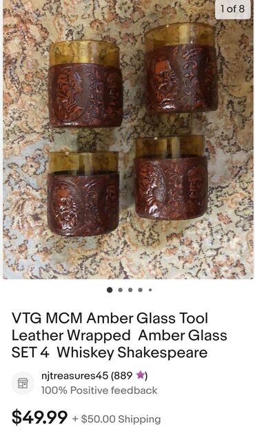 Čaše: Servis nov duvano staklo,koza za zestoko pice. 70,80te — 8