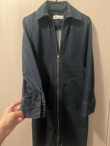 majica dug: Zara XS (EU 34), color - Blue, Oversize, Long sleeves