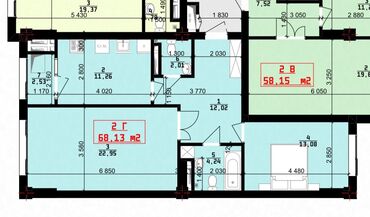 2 ком: 2 комнаты, 68 м², Элитка, 10 этаж, ПСО (под самоотделку)