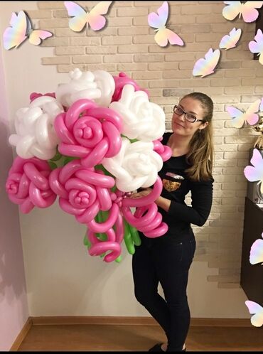 Шары: Цветы из шаров подарки на 8 марта Корзины из шаров букеты с бабочками — 14