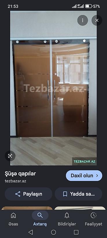 şuşə qapi: Şüşə sürgülü qapılar - Material: temperli təhlükəsiz şüşə - — 1
