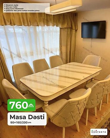 stul plastik: Masa Dəsti – 90×160/200 sm - Açılan mexanizm: masa ölçüsü 160 sm-dən — 1