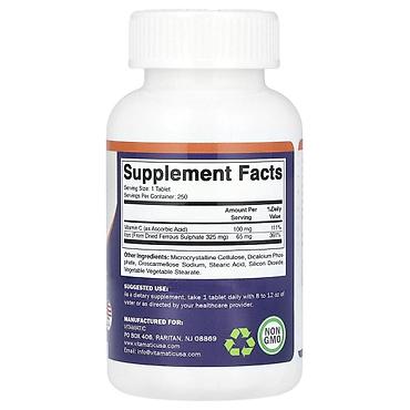 optitech vitamin c: Vitamin Dəmir + C Vitamatic Ferrous Sulphate + Vitamin C, 325 mg – — 2