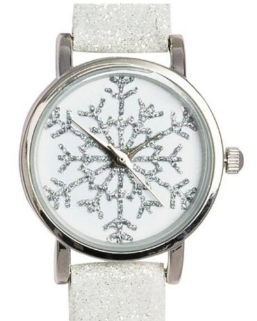 часы stainless: Часы H&M Stainless steel back со снежинкой, белого цвета с