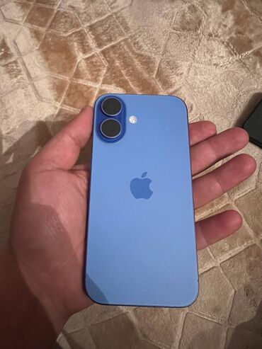 Apple iPhone: IPhone 16, Колдонулган, 128 ГБ, Blue Titanium, Куту, Кабель, Каптама, 100 %