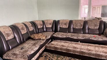 империал мебель: Угловой диван, цвет - Коричневый, Б/у