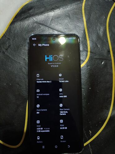 Tecno: Tecno Pova Neo 2, 64 GB, rəng - Göy, İki sim kartlı, Face ID, Barmaq izi