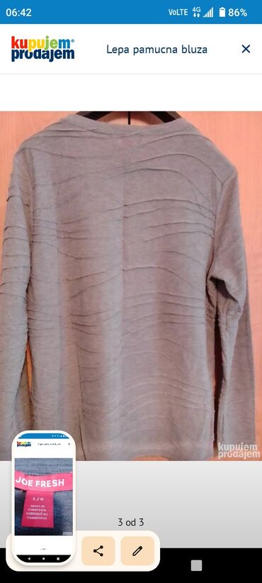 čipkaste bluze: 2XL (EU 44), Cotton, Single-colored, color - Khaki