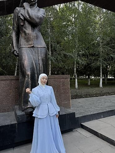 Платья: Нарядное платье в нежно-голубом цвете (модест) - Длина в пол — 3