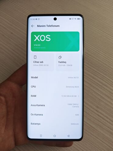 notebook qiymetleri ucuz: İnfinix zero 30 5g 18 ram 256 gb yaddaş Ekran 144hz Barmaq izi işləyir