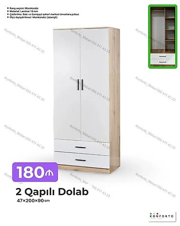 Mebel: 2 qapılı geyim dolabı - Ölçülər: 47 × 200 × 90 sm - Material: 18 mm — 1