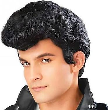 rep na snali: Muška perika – rockabilly/retro frizura - Klasična crna perika sa — 2