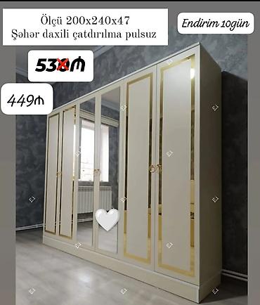 samovar qiyməti: - 6 qapılı paltar şkafı, klassik dizayn - Ölçü: 200 x 240 x 47 sm - — 1