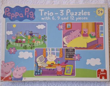 ben ten igracke: Peppa Pig Pepa Prase puzle 3u1 većih dimenzija za malu decu uzrast