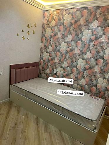 carpayi alti: Tək nəfərlik çarpayı – müasir dizaynlı, yumşaq başlıqla. Rəng: krem — 1