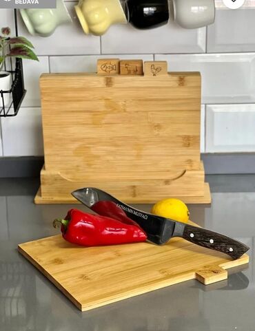 Mətbəx aksesuarları: 4 lü doğrama taxtası bamboo