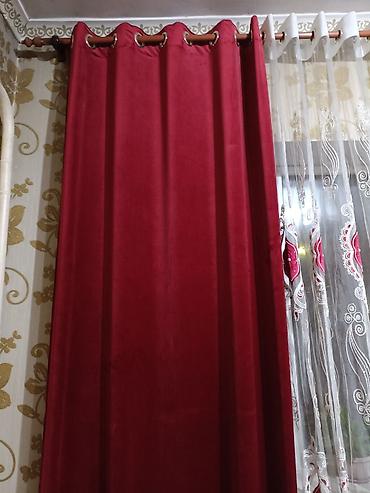 bed sheets: Комплект штор, Велюр, С вышивкой, С тюлем в комплекте, Готовое изделие, Б/у, Для зала, Для кафе, Для спальни — 2