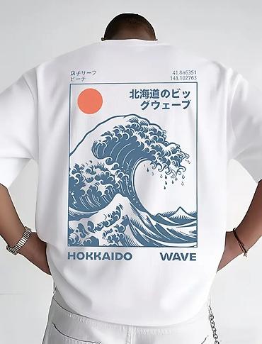 Футболки: Unisex “Hokkaido Wave” qısaqollu T‑şört - Rəng: ağ - Üslub — 1