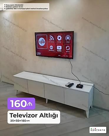 Ev və bağ: Televizor altlığı – laminat 18 mm Ölçü: 35 × 50 × 160 sm Rəng seçimi — 1