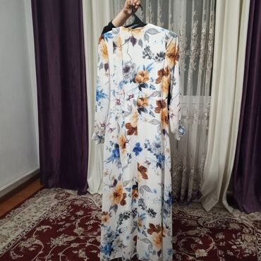 длинные платья: Вечернее платье, Длинная модель, С рукавами, 3XL (EU 46)