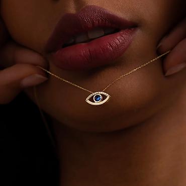 Наборы украшений: КОМПЛЕКТ. Элегантное золотистое колье с подвеской в форме глаза и — 7