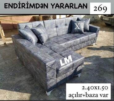диван для кухни: Künc divan, Qonaq otağı üçün, Vеlur parça, Bazalı, Açılan, Kitab