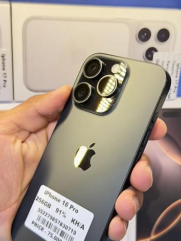 Apple iPhone: IPhone 16 Pro, Б/у, 256 ГБ, Графит, Коробка, В рассрочку, 91 % — 3