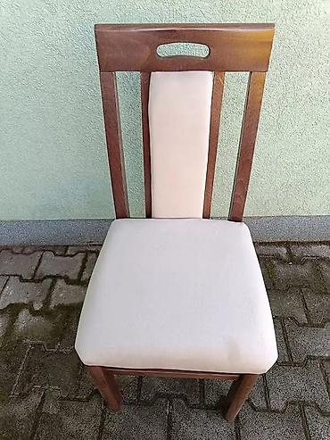nadogradnja za ormar forma ideale: Drvena trpezarijska stolica sa tapaciranim sedištem i naslonom. - — 7