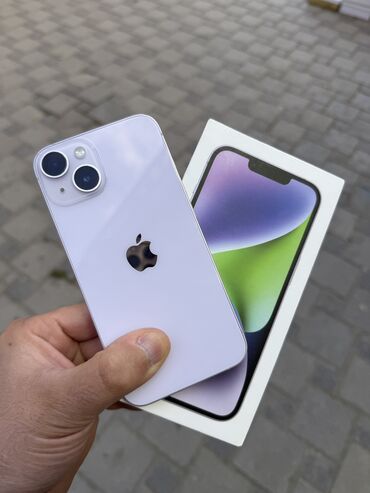 Apple iPhone: IPhone 14, 128 GB, Deep Purple, Zəmanət, Face ID, Sənədlərlə
