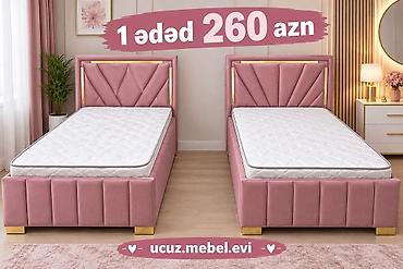 Məhsul: Tək nəfərlik çarpayı - Dizayn: Zərif pudra-çəhrayı rəngdə