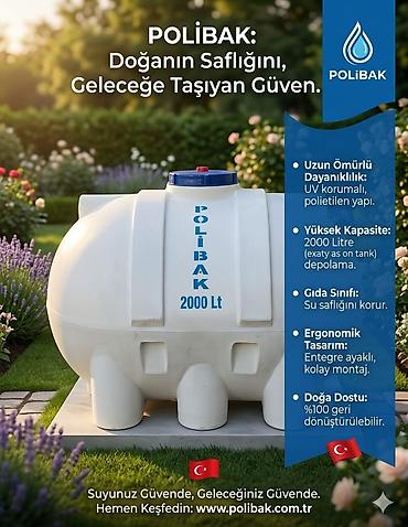 Ev və bağ: POLIBAK yerüstü su çəni – 1500 litr - Tutum: 1500 L (üzərində qeyd — 9