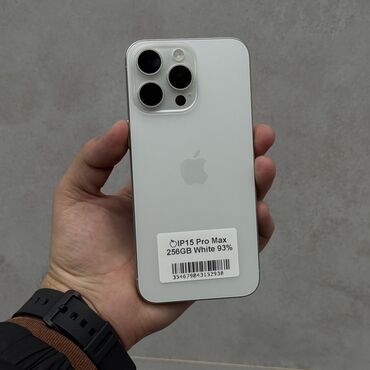 списанные айфоны: IPhone 15 Pro Max, Колдонулган, 256 ГБ, White Titanium, 93 %