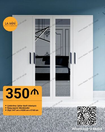 Divanlar: Açılan, 4 qapılı Düz dolab, Qarderob, paltar dolabı