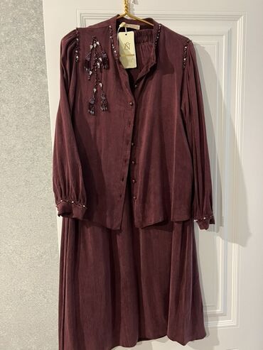 платья для покрытых: Кече көйнөгү, А-силуэт, Узун модель, Жеңдери менен, Страздар, L, XL