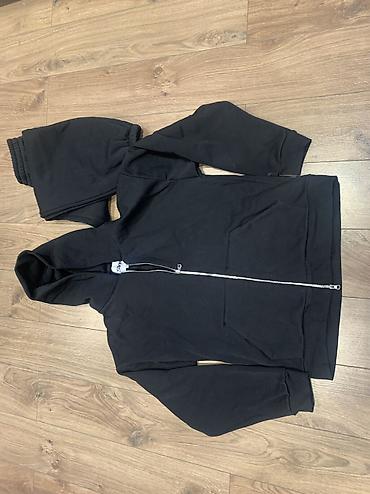 nike tech: Черный комплект из толстовки и брюк SVM - Модель: худи на молнии до — 4