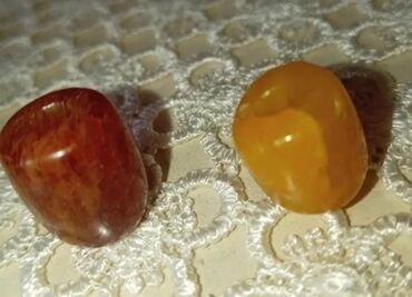Muncuqlar: Təbii daş muncuqlar dəsti - Material: bal rəngli və qırmızı tonlarda