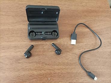 airpods qara: TWS simsiz qulaqlıq dəsti - Qulaqlıqlar və maqnitli şarj qabı - — 1