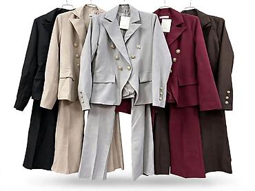 likra helanke: Ženski elegantni komplet – sako i pantalone sa visokim strukom - — 6