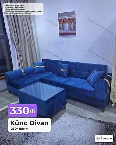 bayraq lent: Künc Divan – 260×160 sm Rəng: Seçim mümkündür (şəkildə kral mavi) — 1