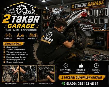 electric moped: 2 Təkər Garage – velosiped, skuter və motosikletlər üçün peşəkar — 1