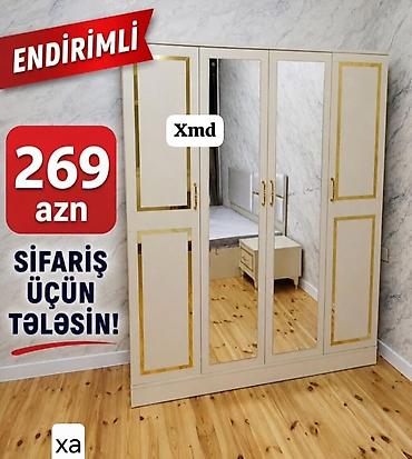flex tape traka: Dörd qapılı paltarsaxlama şkafı - Rəng: krem, qızılı dekorativ — 1